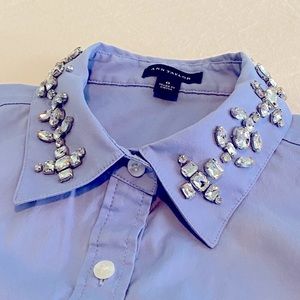 Ann Taylor Carolina Blue Gem Collar Dress Shirt